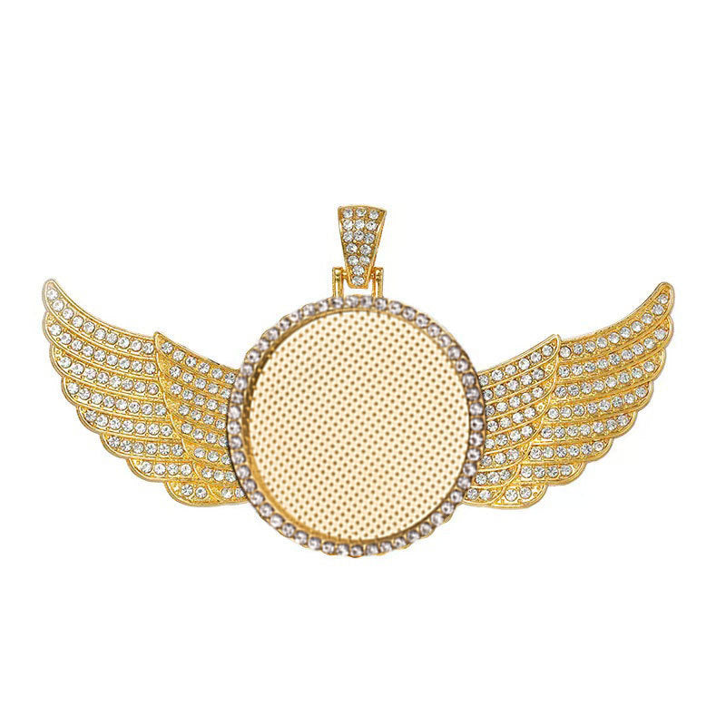 Wholesale Sublimation necklace angel wings necklace heart full diamond clavicle necklace